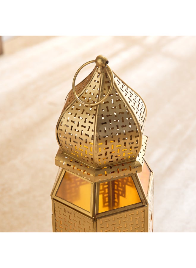 Home Box فوانيس معدنية من سكاي لاين ميراچ بتصميم مقصوص مع زجاج - 16.5x16.5x40 سم - Image 5